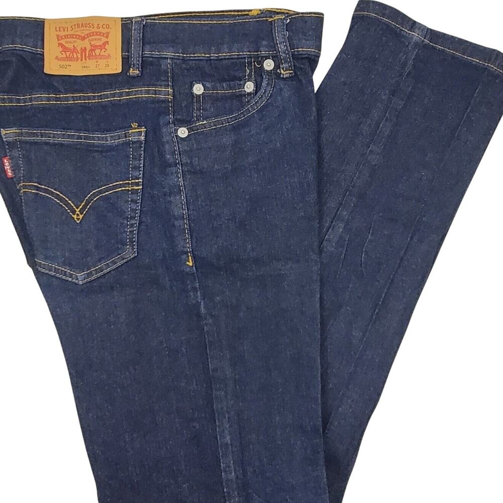 Levis Boys 502 Regular Taper Jeans Size 14 27x29 Dark Wash